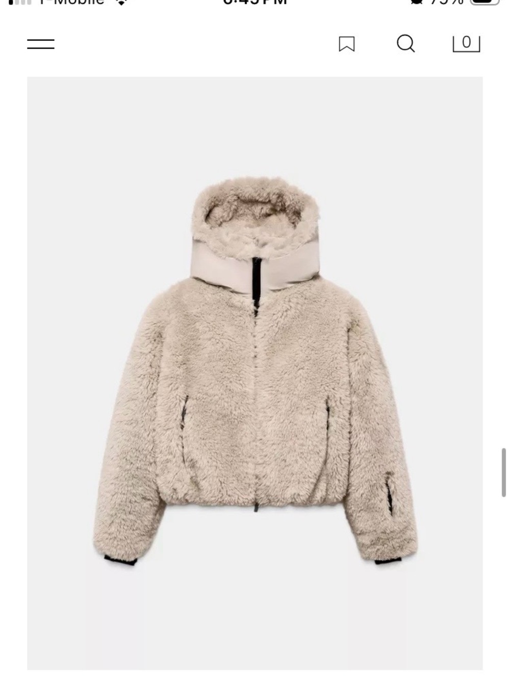 Zara SHORT FAUX FUR HOODIE RECCO® TECHNOLOGY SKI COLLECTION